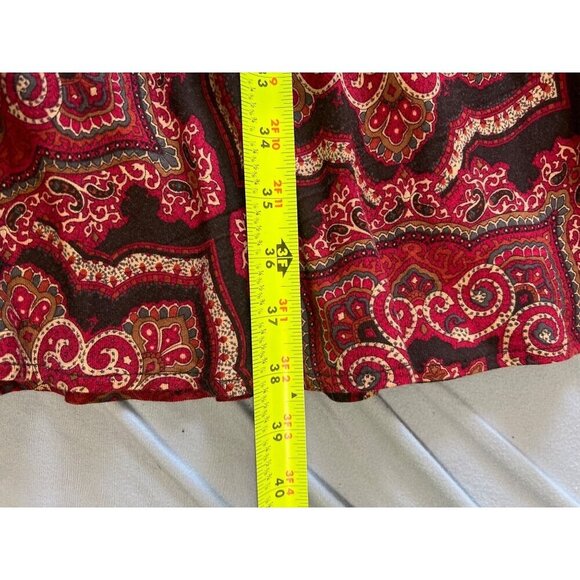 VTG Red & Black Paisley Midi Skirt Sz 16 East 5th Boho - Picture 3 of 9